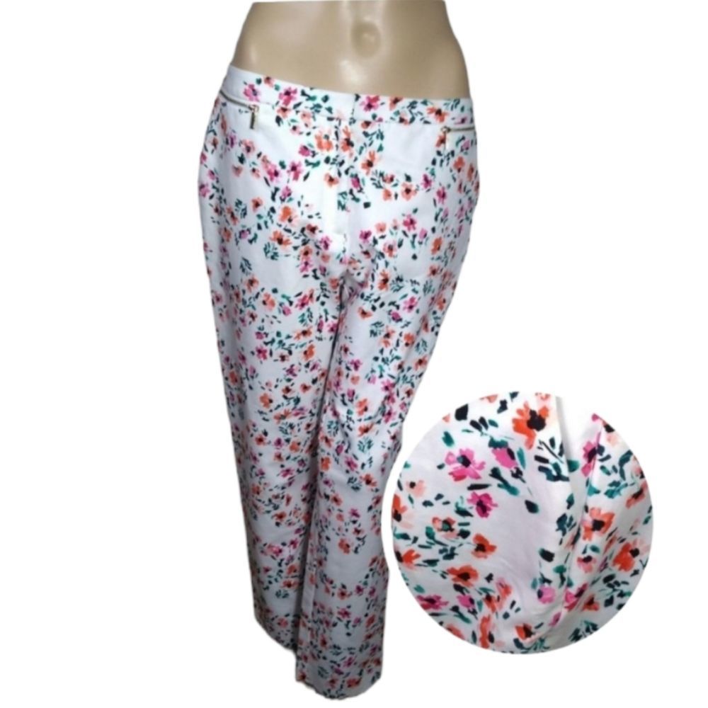 Calvin Klein Pants Floral Printed Side Pockets 8 - Picture 1 of 9